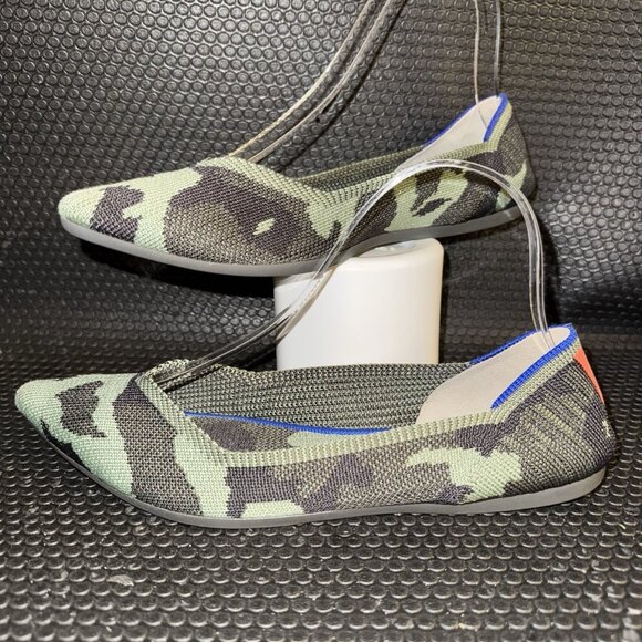 Rothy's The Point Olive Camo Green Flats Shoes Slip On Pointed Womens Size 8.5 - Picture 1 of 8